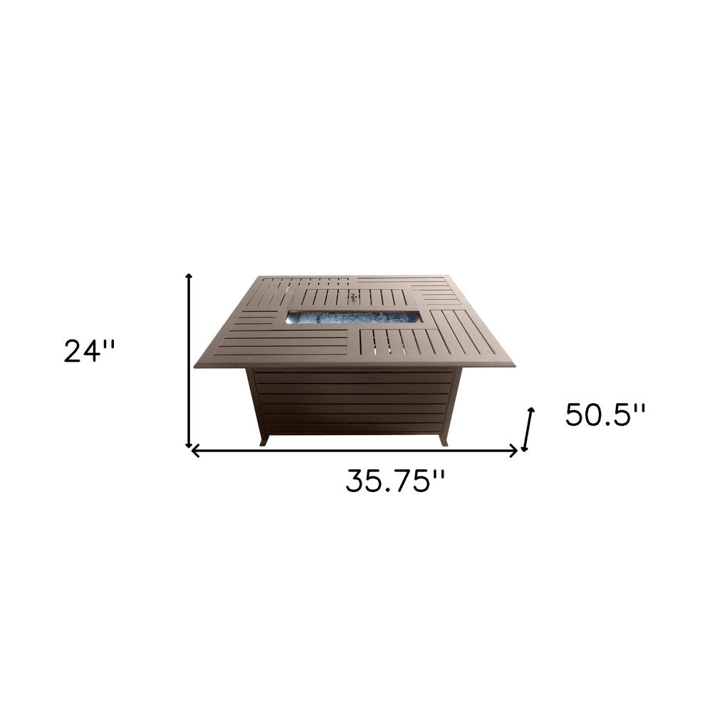 42000 BTU 36" Bronze Aluminum Propane Rectangular Fire Pit Table With Cover HomeRoots