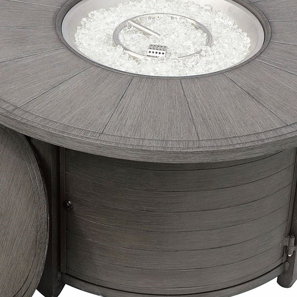 42000 BTU 44" Gray Aluminum Propane Round Fire Pit Table With Cover HomeRoots
