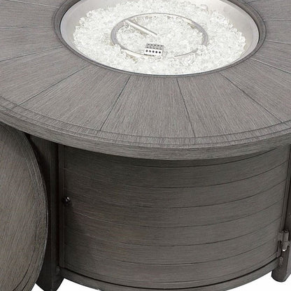 42000 BTU 44" Gray Aluminum Propane Round Fire Pit Table With Cover HomeRoots