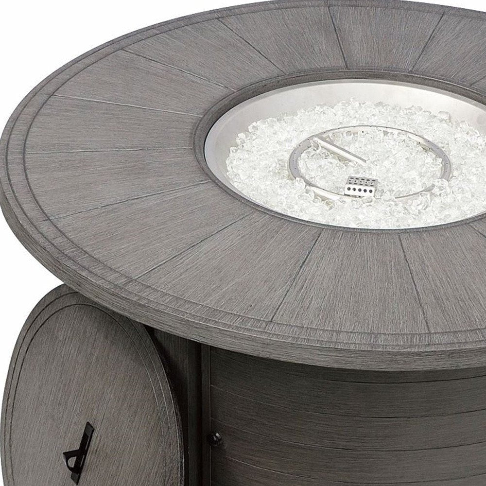 42000 BTU 44" Gray Aluminum Propane Round Fire Pit Table With Cover HomeRoots