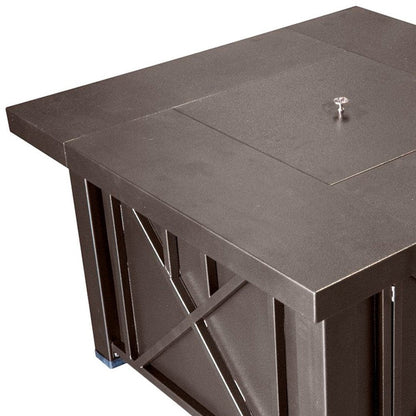 40000 BTU 38" Antiqued Bronze Steel Propane Square Fire pit table With Cover HomeRoots