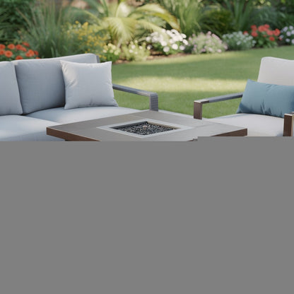 40000 BTU 38" Antiqued Bronze And Silver Propane Square Fire pit table With Cover HomeRoots