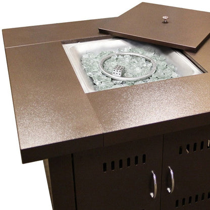 40000 BTU 38" Antiqued Bronze Steel Propane Square Fire pit table With Cover HomeRoots
