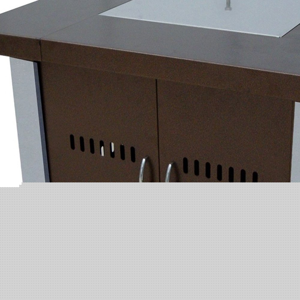 40000 BTU 38" Antiqued Bronze And Silver Steel Propane Square Fire pit table With Cover HomeRoots