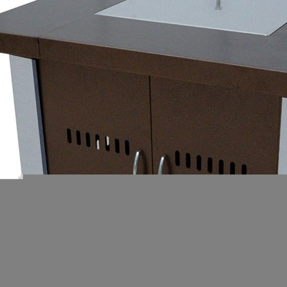 40000 BTU 38" Antiqued Bronze And Silver Steel Propane Square Fire pit table With Cover HomeRoots