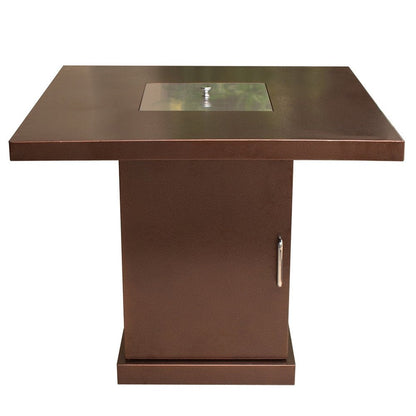 40000 BTU 30" Antiqued Bronze And Gold Steel Propane Square Fire Pit Table With Cover HomeRoots