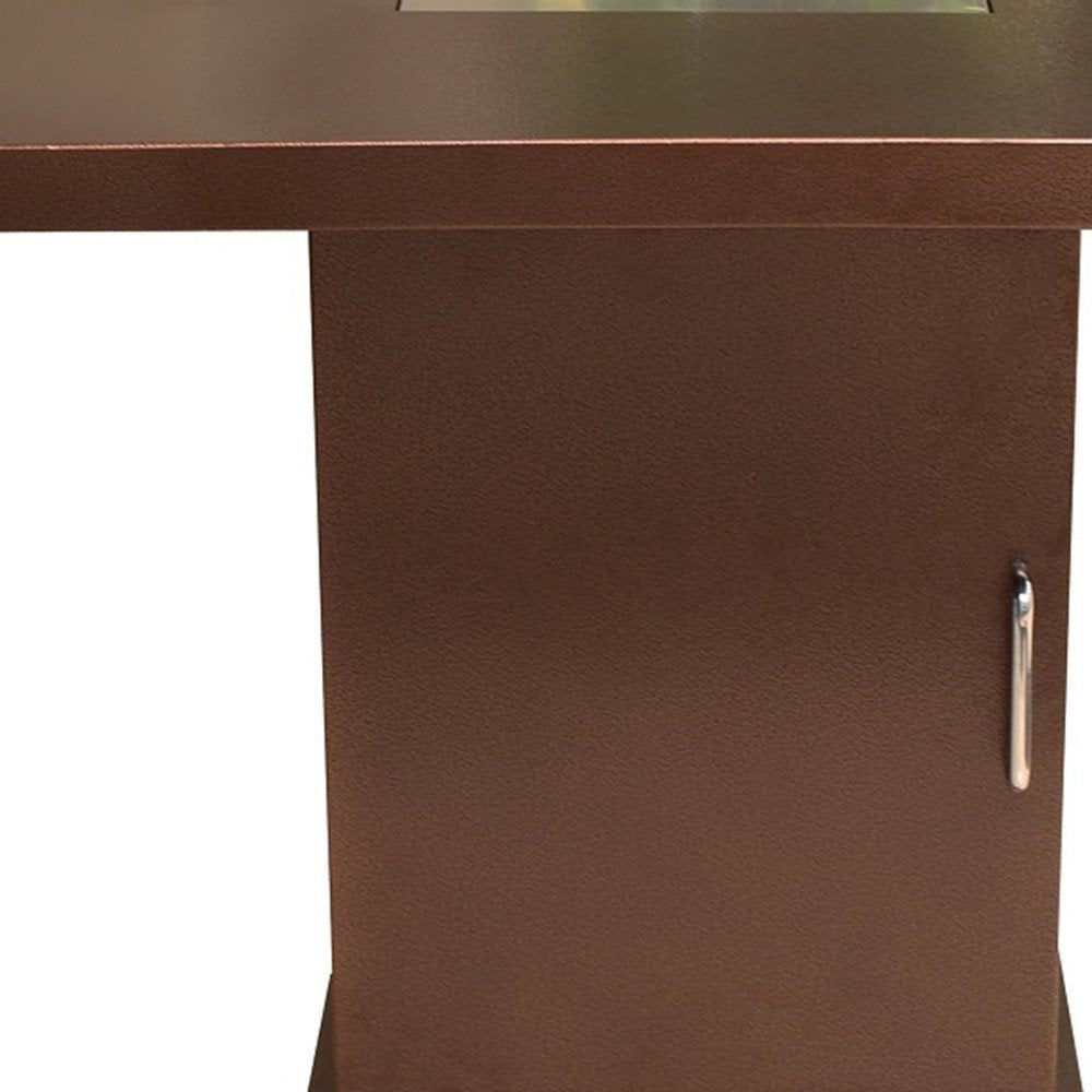 40000 BTU 30" Antiqued Bronze And Gold Steel Propane Square Fire Pit Table With Cover HomeRoots