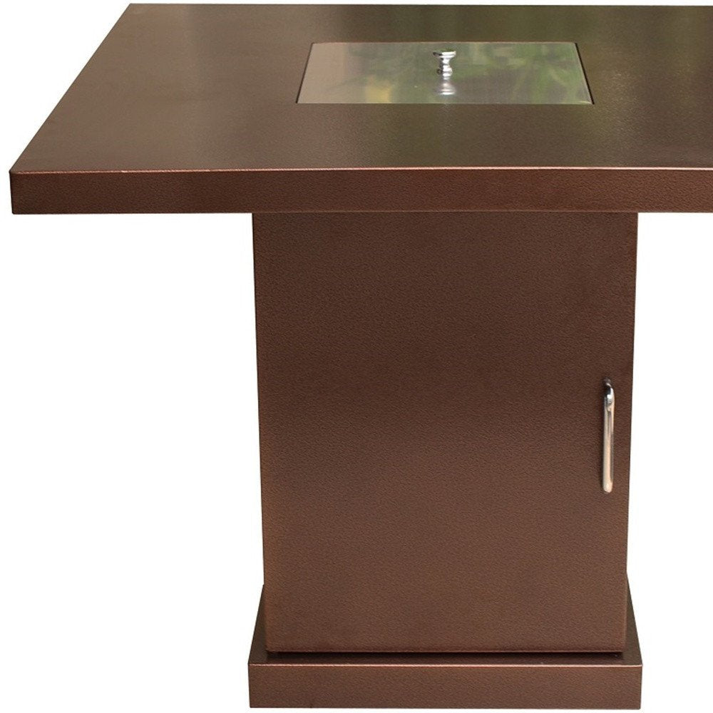 40000 BTU 30" Antiqued Bronze And Gold Steel Propane Square Fire Pit Table With Cover HomeRoots