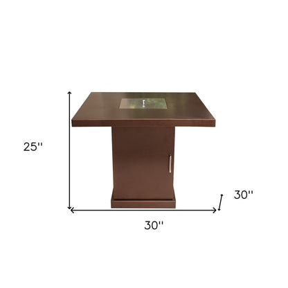 40000 BTU 30" Antiqued Bronze And Gold Steel Propane Square Fire Pit Table With Cover HomeRoots