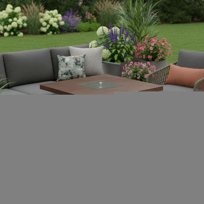 40000 BTU 30" Antiqued Bronze And Gold Steel Propane Square Fire pit table With Cover HomeRoots