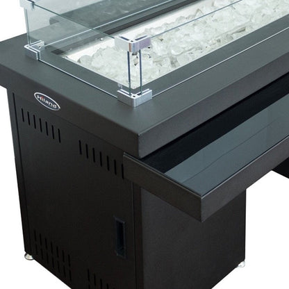 50000 BTU 52" Black And Clear Glass And Steel Propane Rectangular Fire Pit Table With Cover HomeRoots