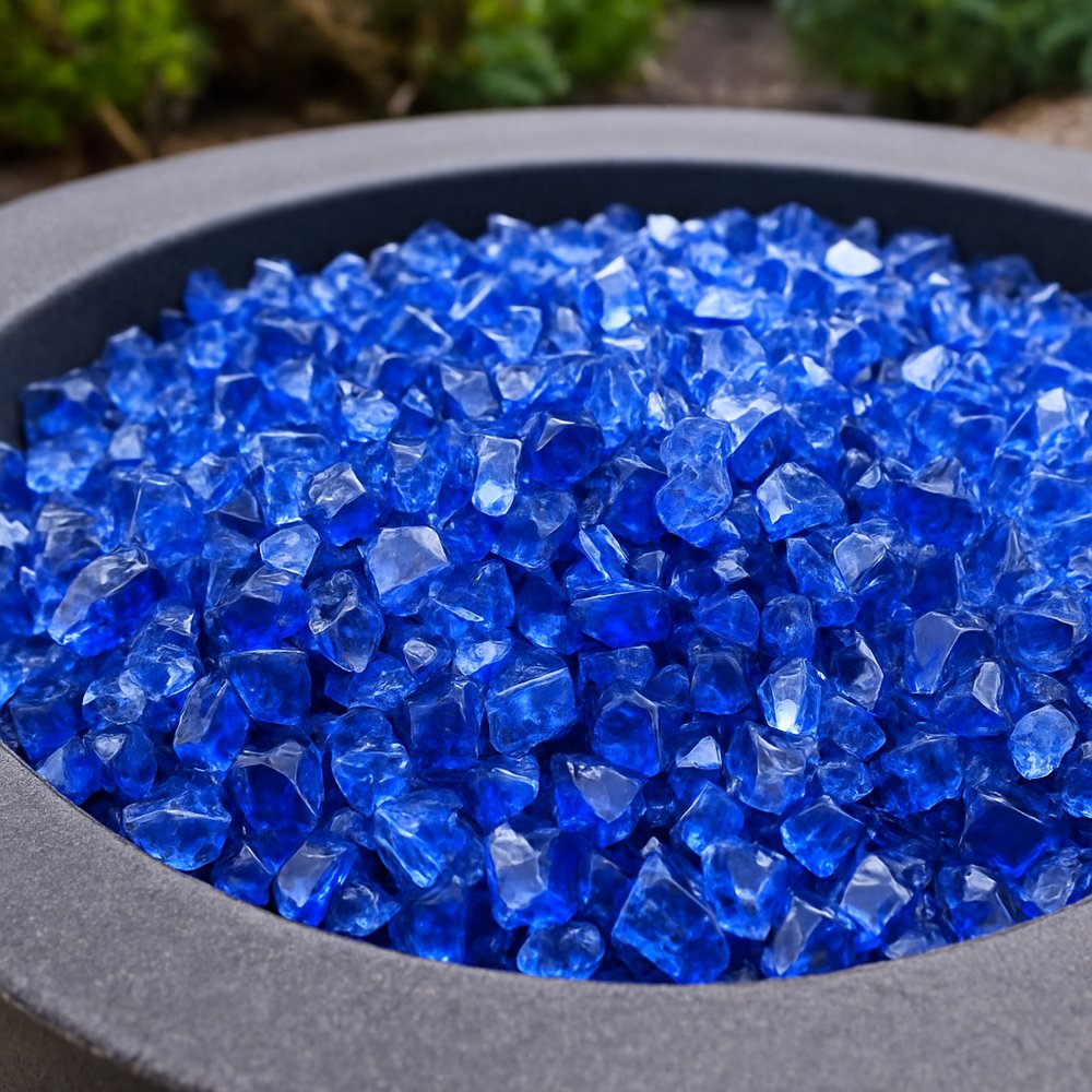 Cobalt Round Reflective Fire Pit Glass HomeRoots