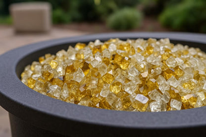 Gold Round Reflective Fire Pit Glass HomeRoots