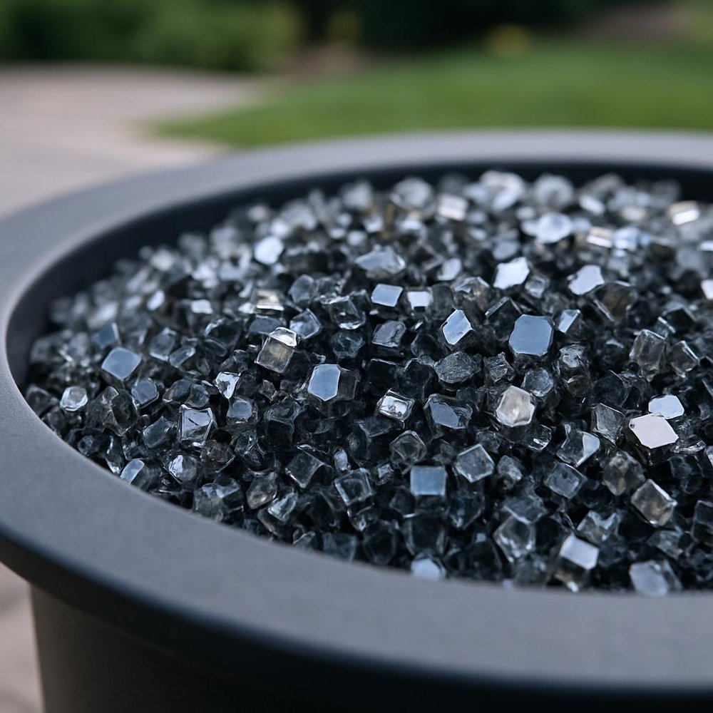 Black Round Reflective Fire Pit Glass HomeRoots