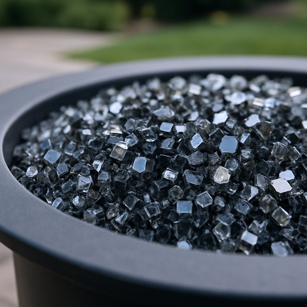 Black Round Reflective Fire Pit Glass HomeRoots