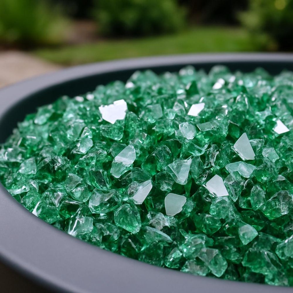 Green Round Reflective Fire Pit Glass HomeRoots