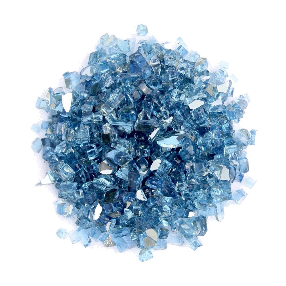 Sky Blue Round Reflective Fire Pit Glass HomeRoots