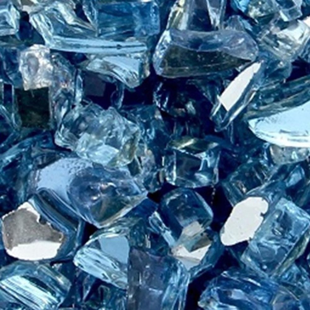 Sky Blue Round Reflective Fire Pit Glass HomeRoots