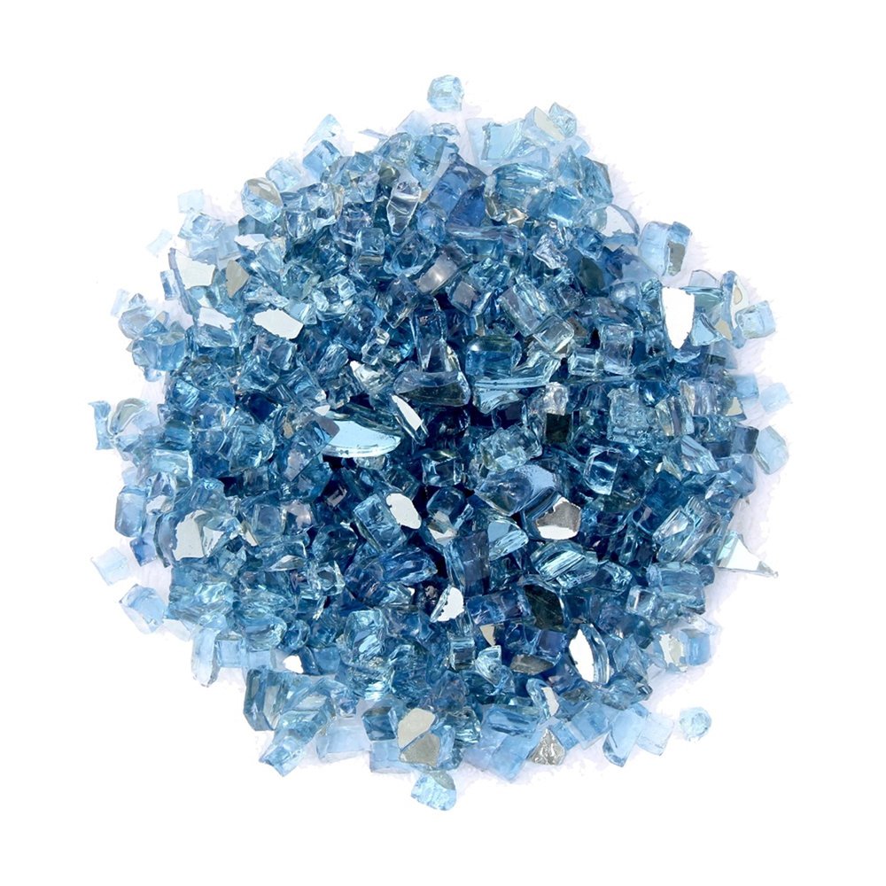 Sky Blue Round Reflective Fire Pit Glass HomeRoots