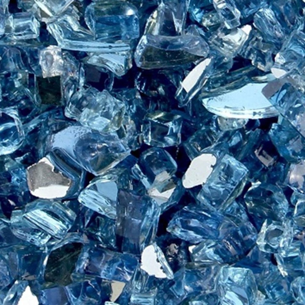 Sky Blue Round Reflective Fire Pit Glass HomeRoots