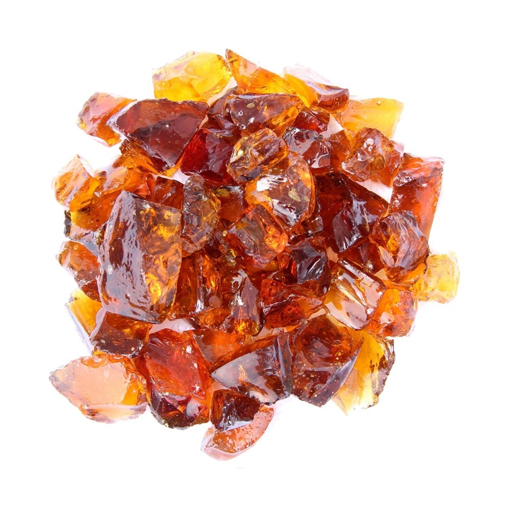 Amber Round Reflective Fire Pit Glass HomeRoots