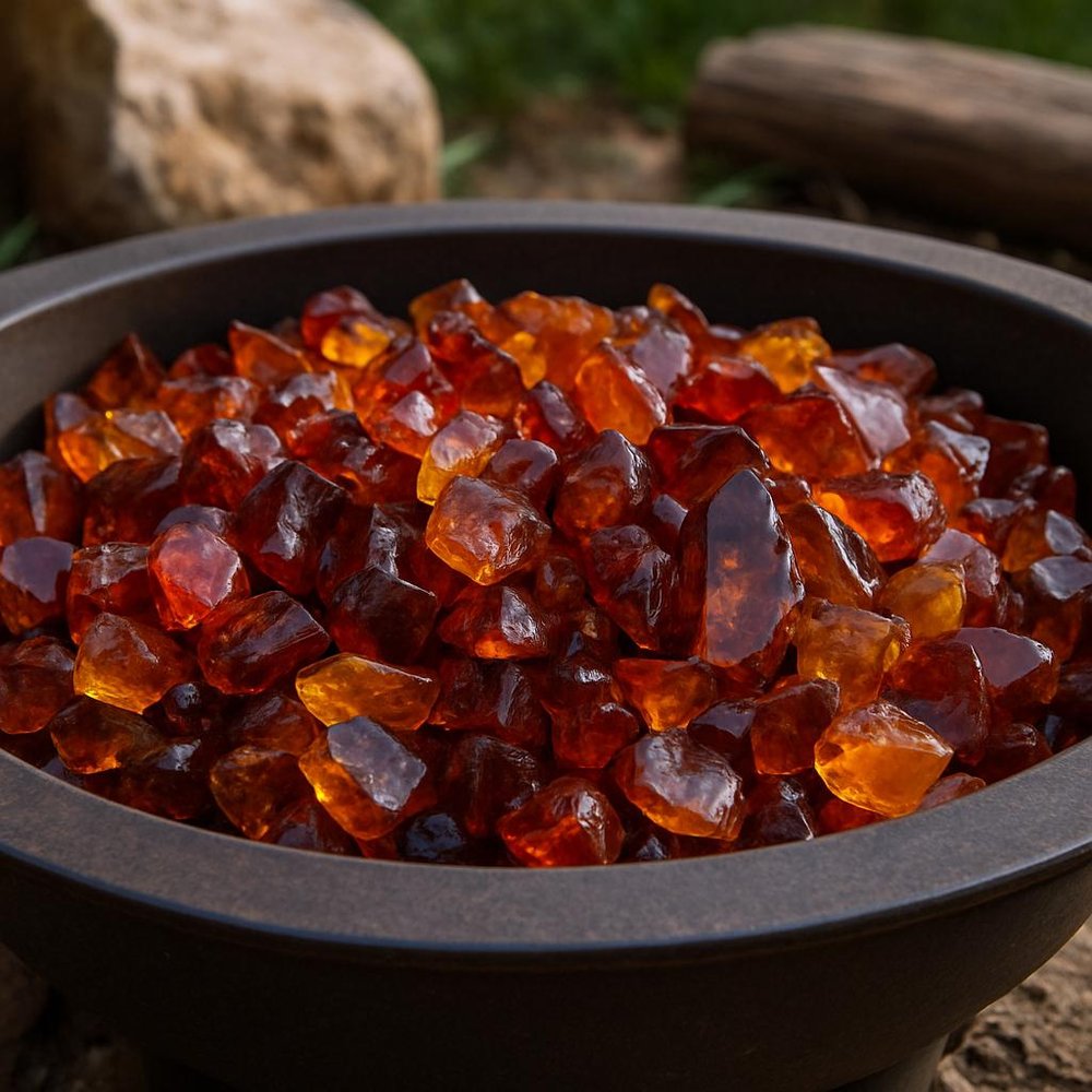 Amber Round Reflective Fire Pit Glass HomeRoots