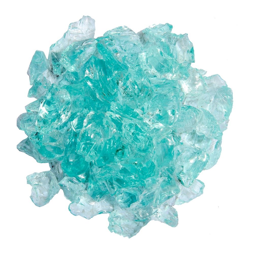 Aqua Round Reflective Fire Pit Glass HomeRoots