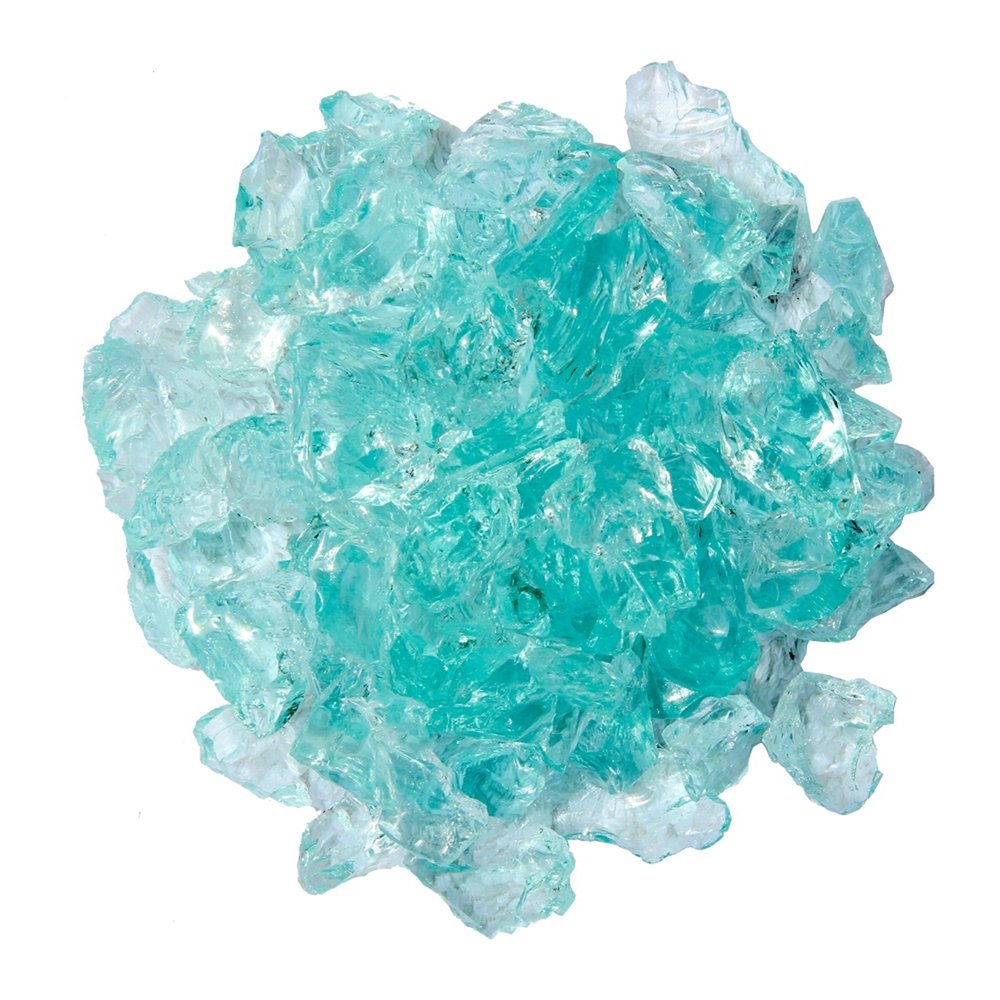 Aqua Round Reflective Fire Pit Glass HomeRoots