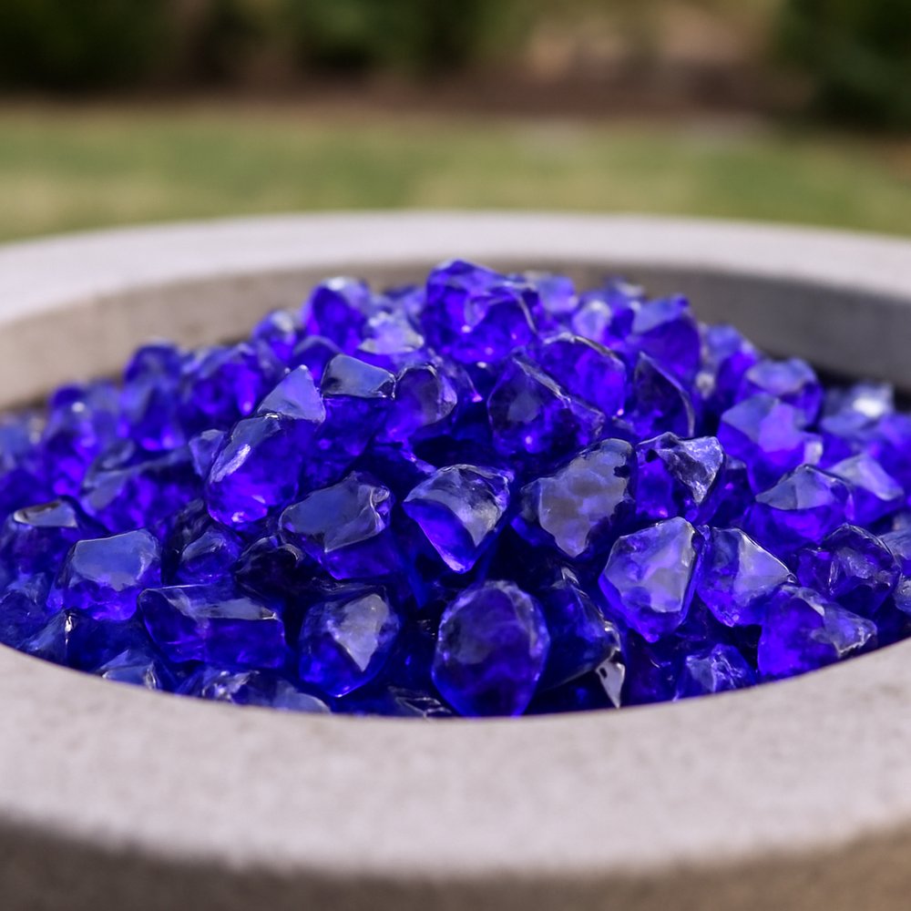 Cobalt Round Reflective Fire Pit Glass HomeRoots