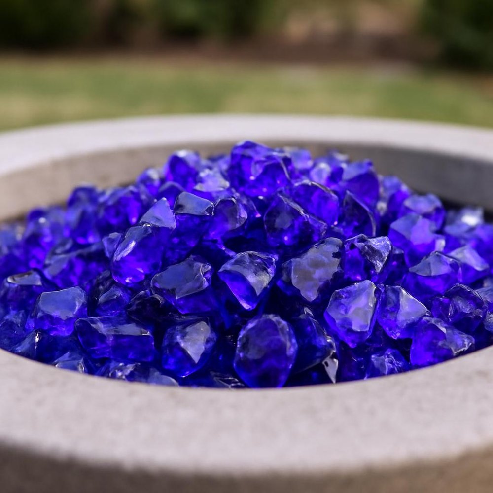 Cobalt Round Reflective Fire Pit Glass HomeRoots