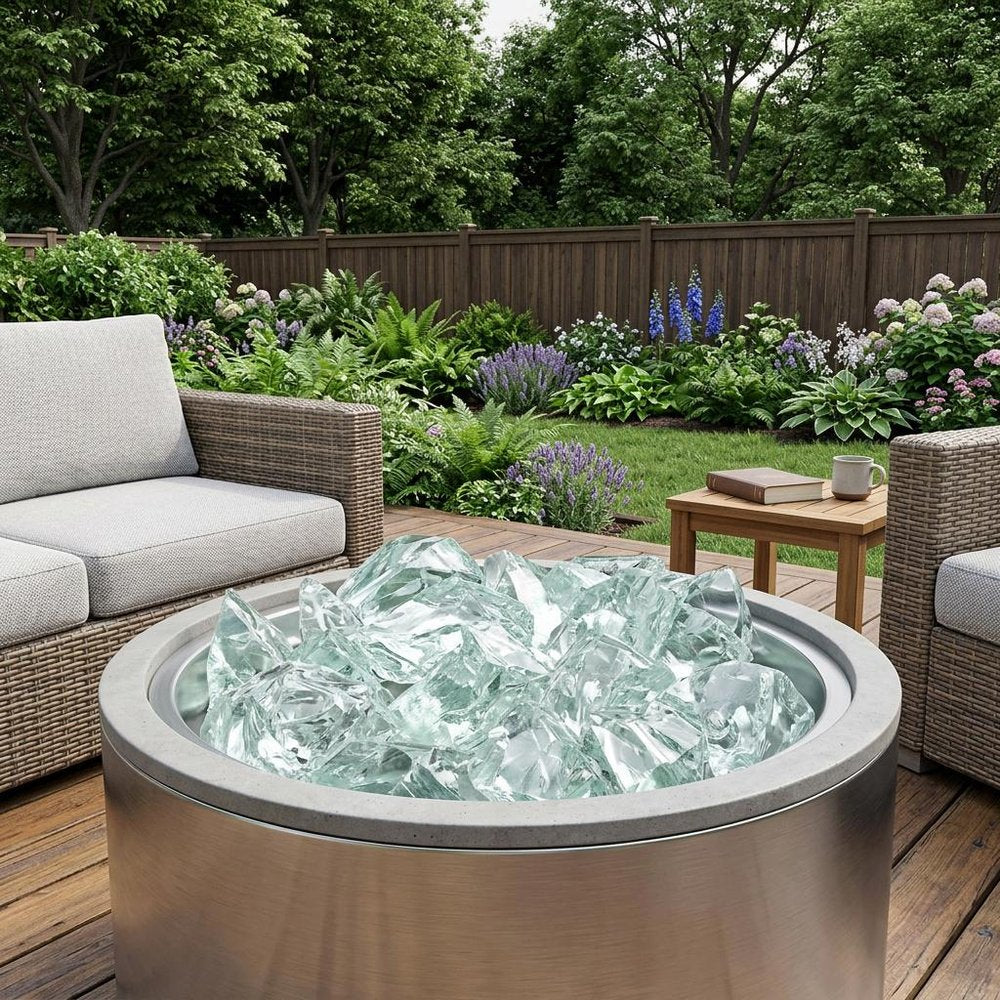 Clear Round Reflective Fire Pit Glass HomeRoots