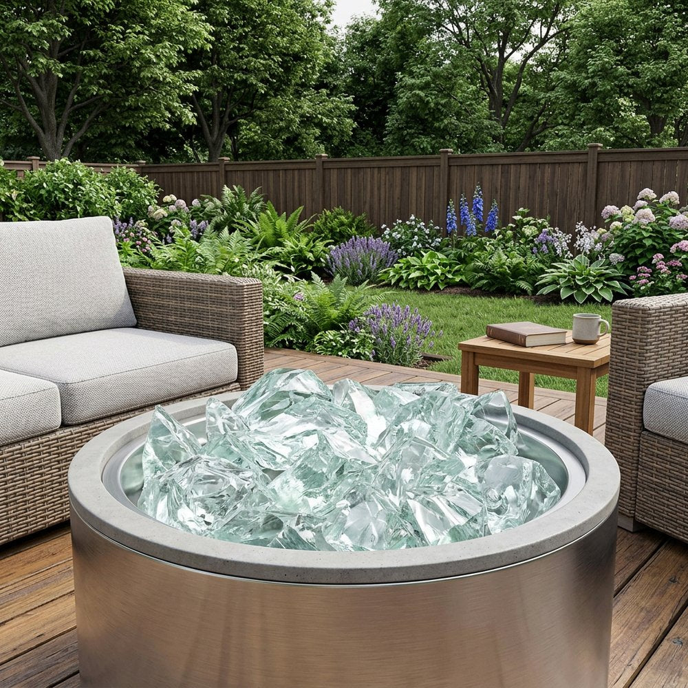 Clear Round Reflective Fire Pit Glass HomeRoots