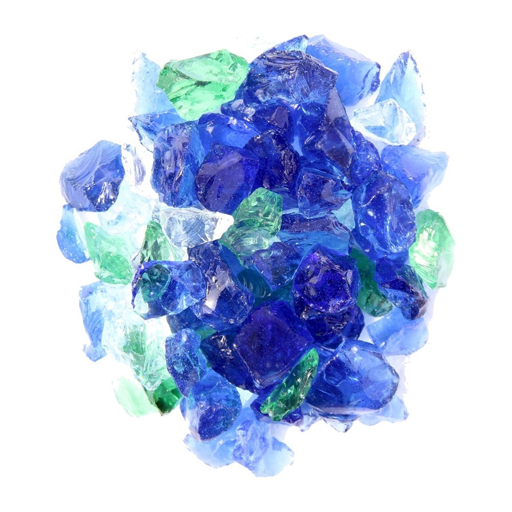 Blue And Green Round Reflective Fire Pit Glass HomeRoots