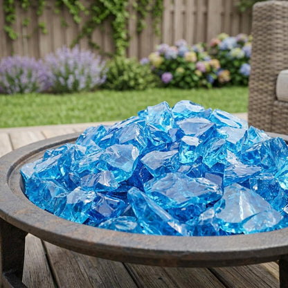 Turquoise Round Reflective Fire Pit Glass HomeRoots