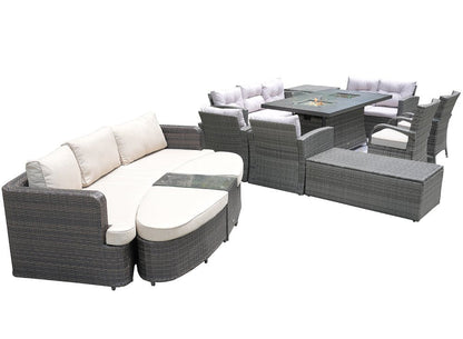 Eleven Piece Gray Wicker Multiple Chairs Seating Group With Fire Pit And Table HomeRoots