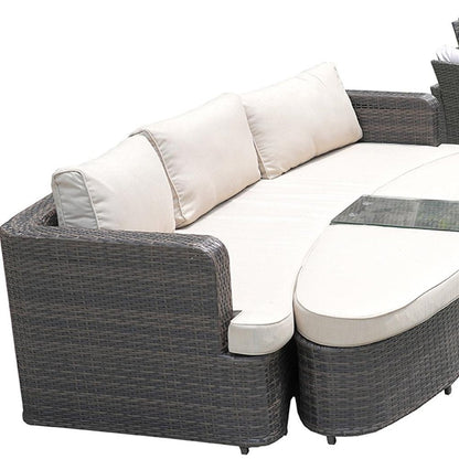 Eleven Piece Gray Wicker Multiple Chairs Seating Group With Fire Pit And Table HomeRoots