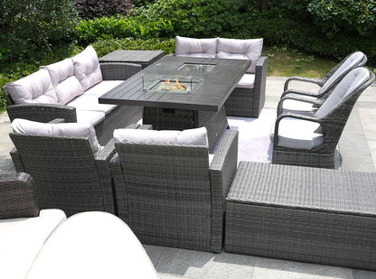 Eleven Piece Gray Wicker Multiple Chairs Seating Group With Fire Pit And Table HomeRoots