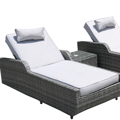Nine Piece Outdoor Gray Wicker Multiple Chairs Seating Group Fire Pit Included with Gray Cushions HomeRoots
