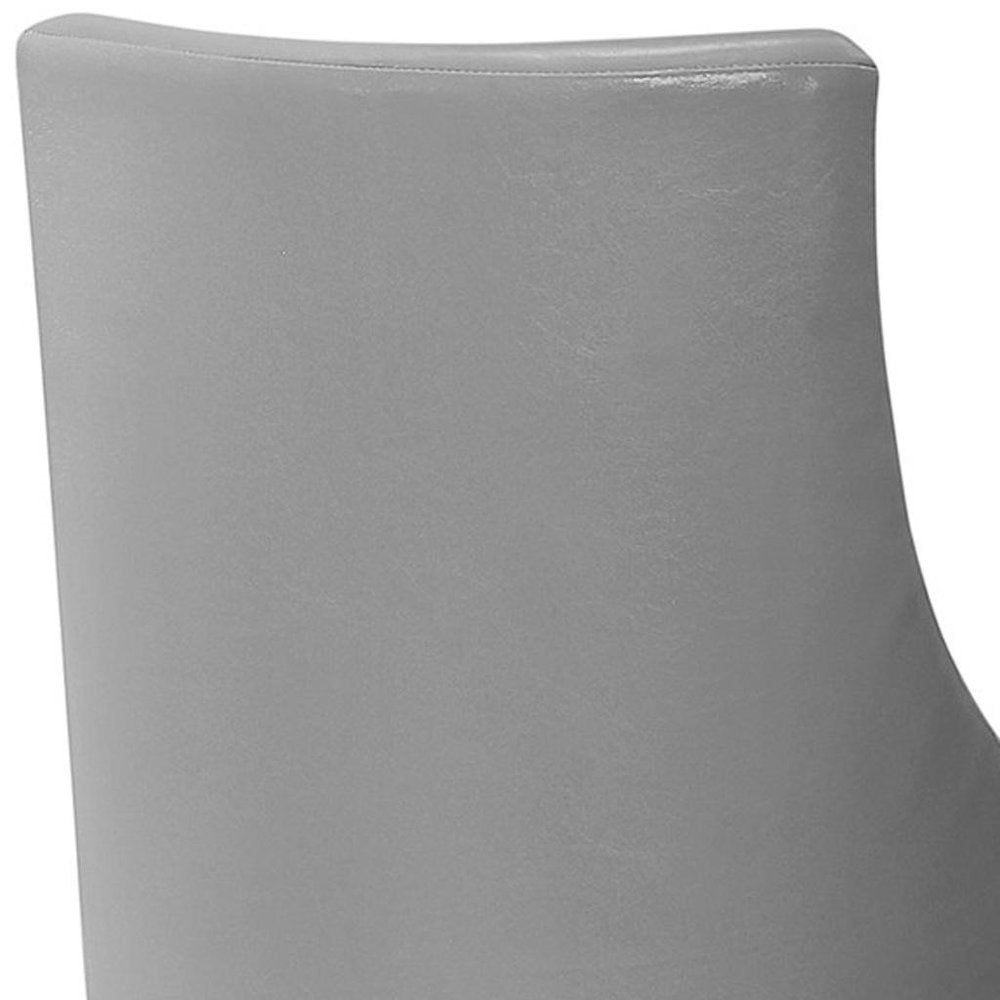 Set of Two 29" Gray and White Faux Leather and Solid Wood Bar Height Swivel Bar Chairs HomeRoots