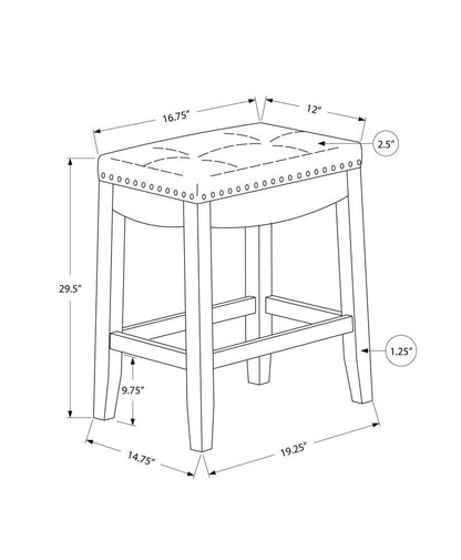 Set of Two 30" Gray and White Faux Leather and Solid Wood Backless Bar Height Bar Chairs HomeRoots