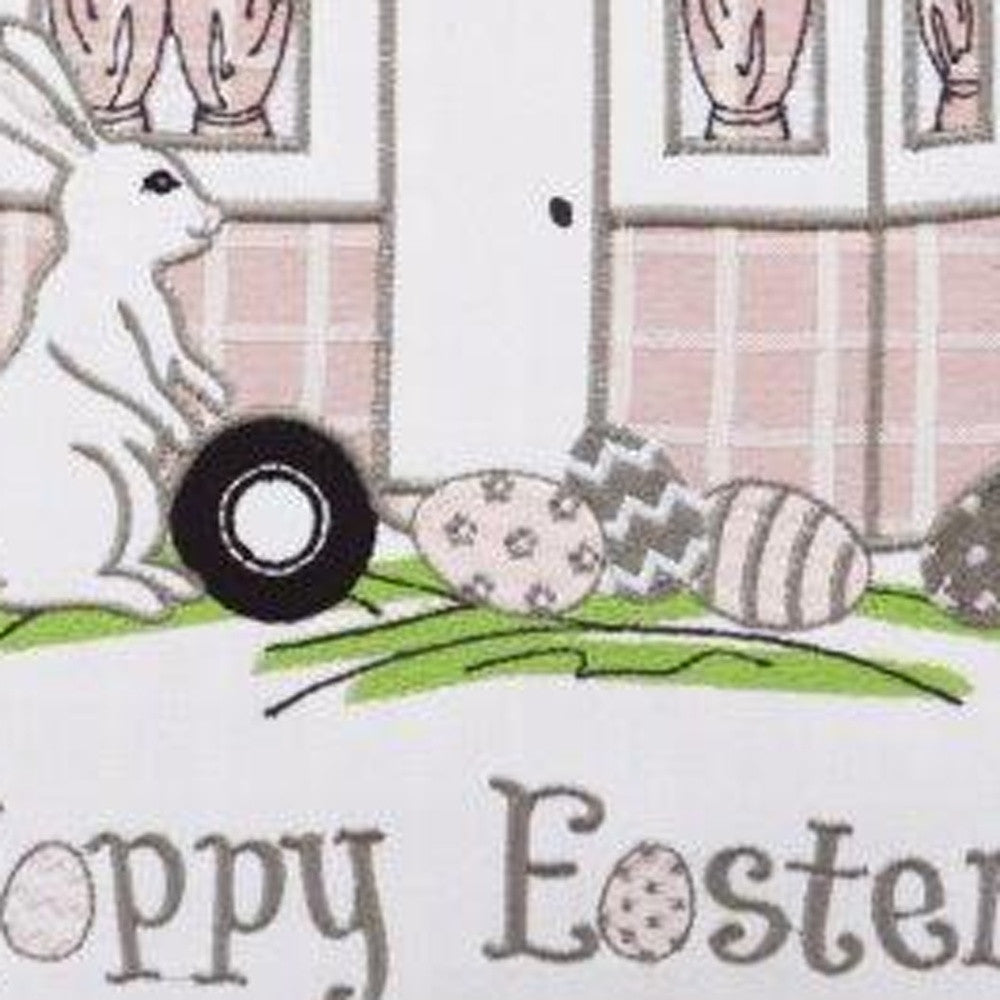 17" X 17" Light Pink Checkered Easter Bunny Camper Throw Pillow FurniFindUSA
