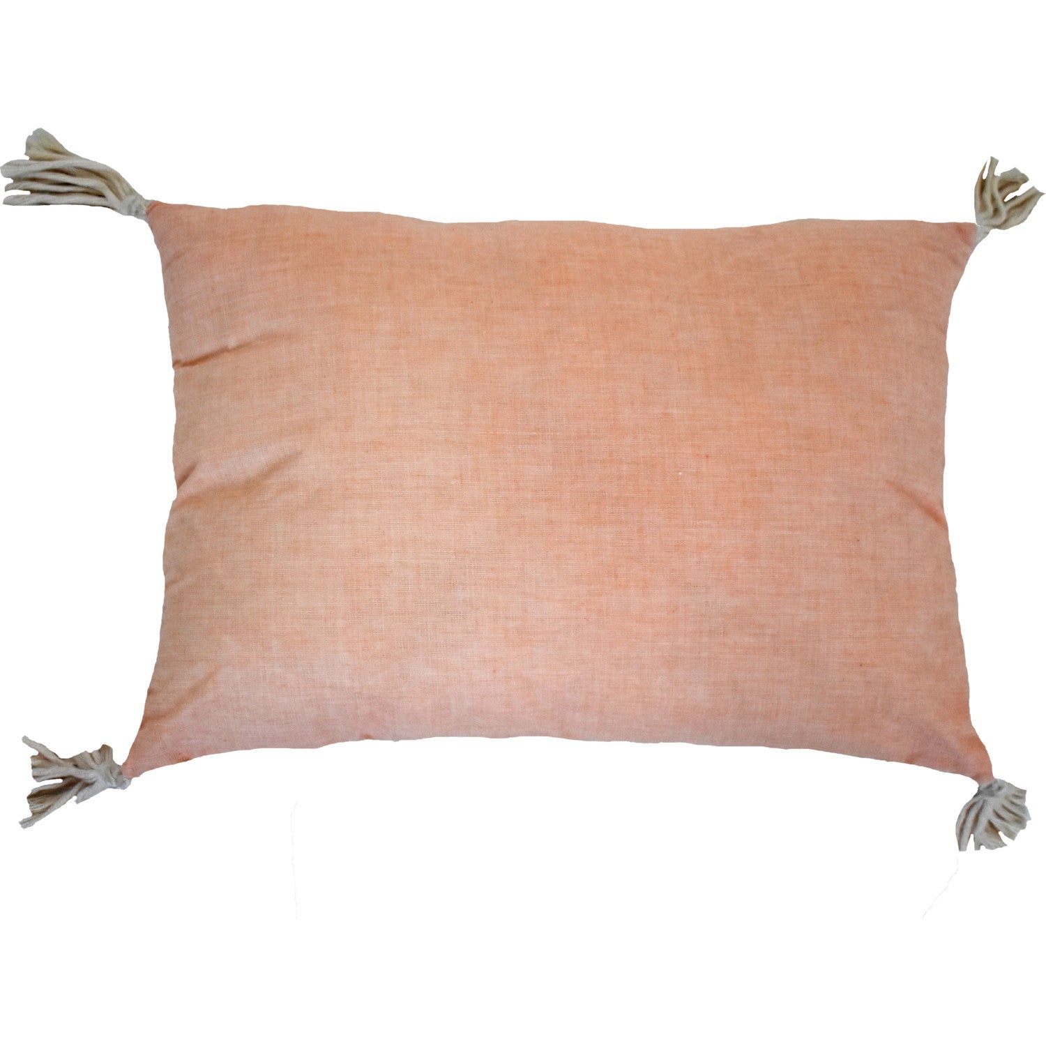 13" X 18" Peach And White Ogee Zippered Polyester And Cotton Blend Throw Pillow With Tassels FurniFindUSA