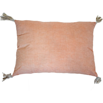 13" X 18" Peach And White Ogee Zippered Polyester And Cotton Blend Throw Pillow With Tassels FurniFindUSA