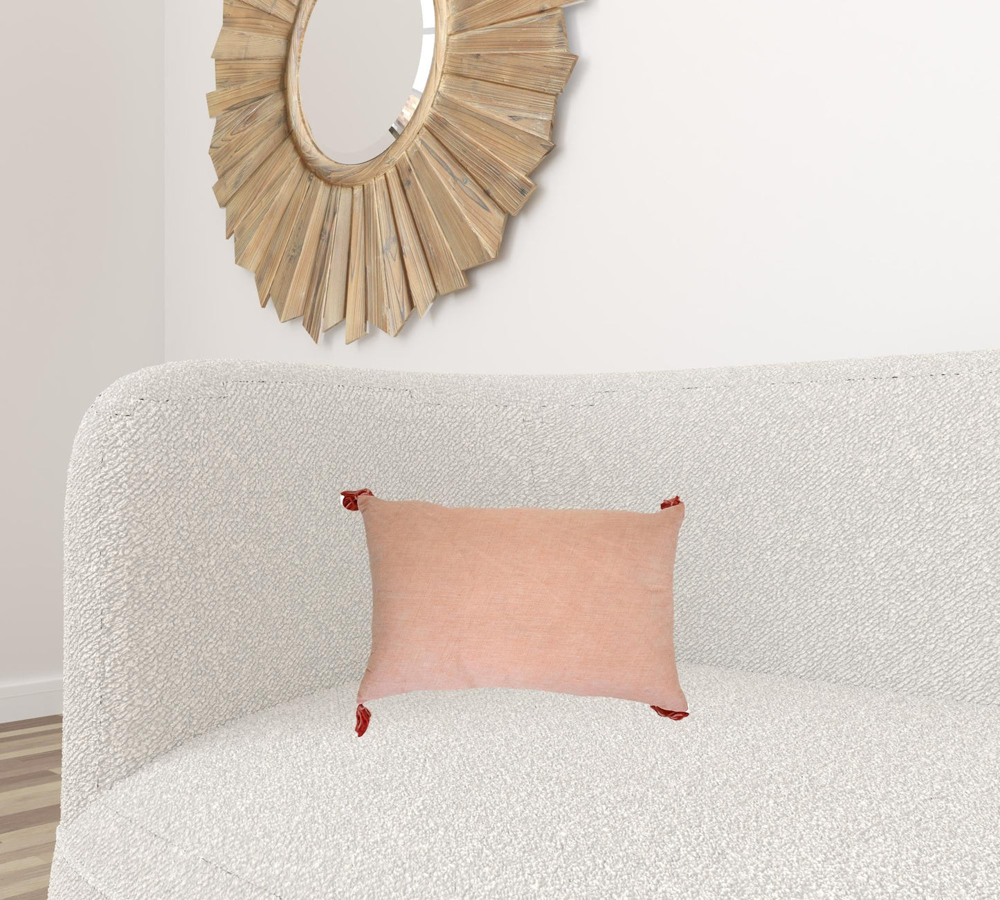 13" X 20" Coral Geometric Zippered Polyester Throw Pillow With Tassels FurniFindUSA