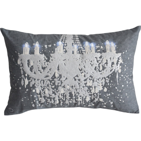 13" X 20" Grey And White Abstract Zippered Polyester Throw Pillow FurniFindUSA