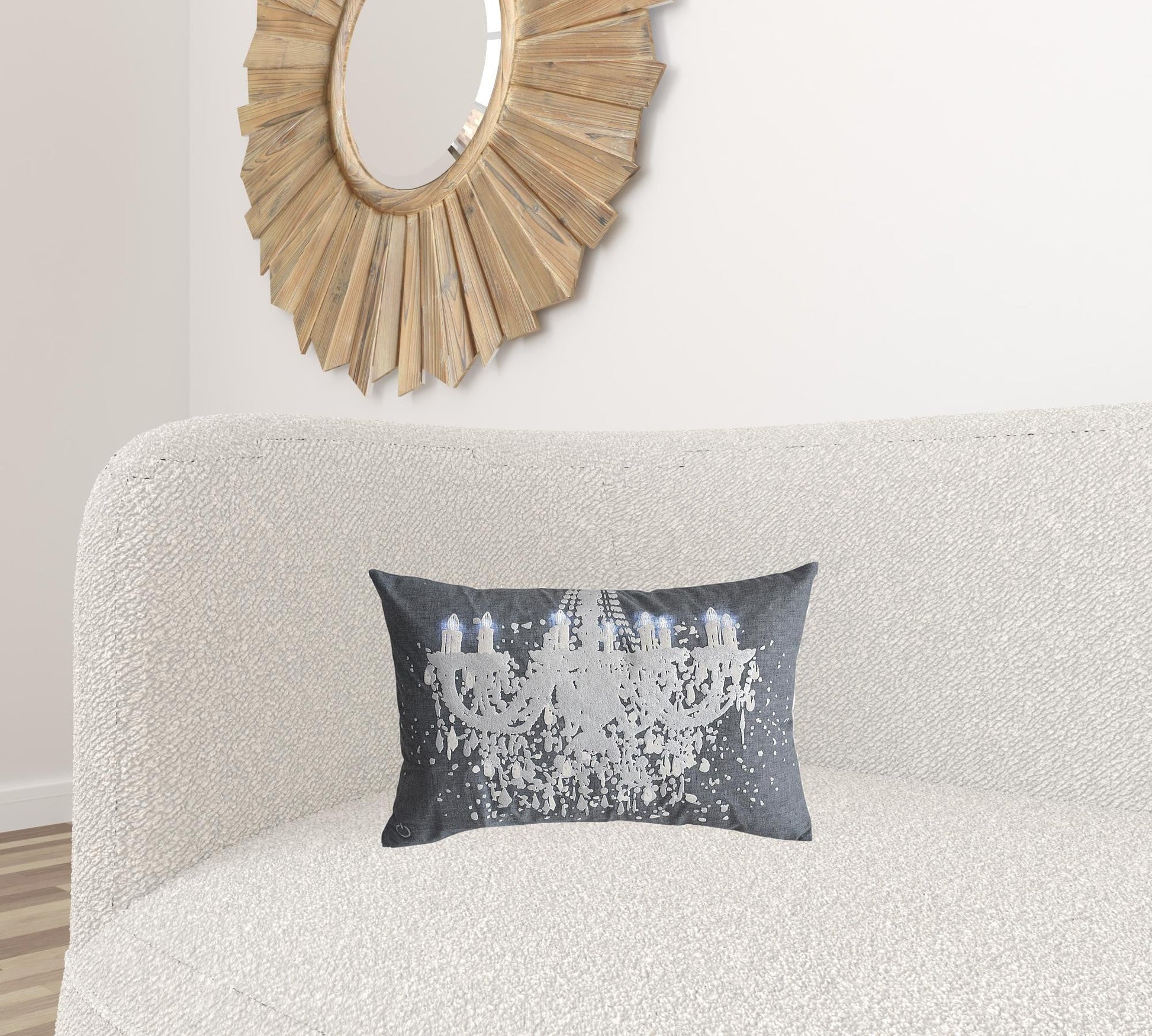 13" X 20" Grey And White Abstract Zippered Polyester Throw Pillow FurniFindUSA