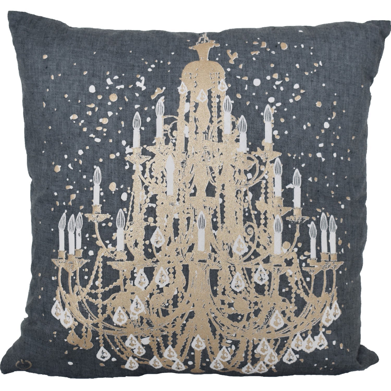 18" X 18" Grey And White Abstract Zippered Polyester Throw Pillow FurniFindUSA