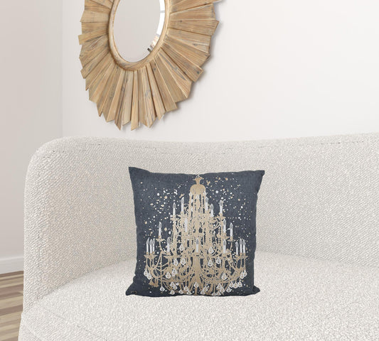 18" X 18" Grey And White Abstract Zippered Polyester Throw Pillow FurniFindUSA