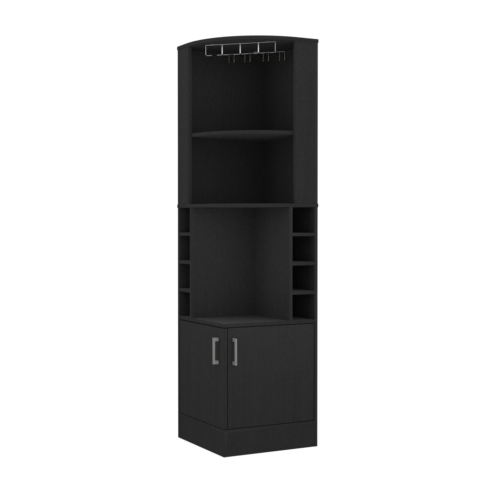 18" Black Wood Corner Bar Cabinet With Two Doors — view 1