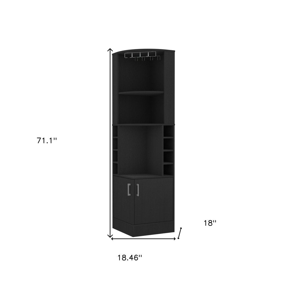 18" Black Wood Corner Bar Cabinet With Two Doors — view 2